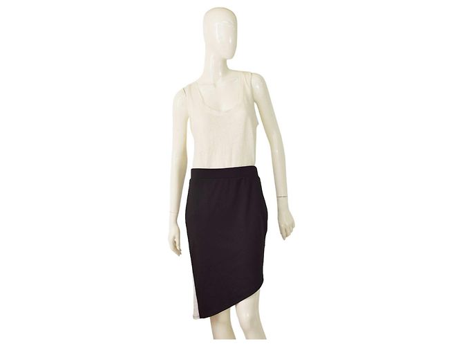 Autre Marque Saia assimétrica Lanston Black Stretch preta com risca branca M Preto