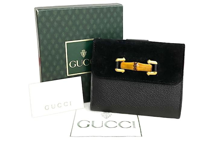 Gucci Suede Bamboo Bifold Wallet  Suede Short Wallet in Great Condition  ref.1416414