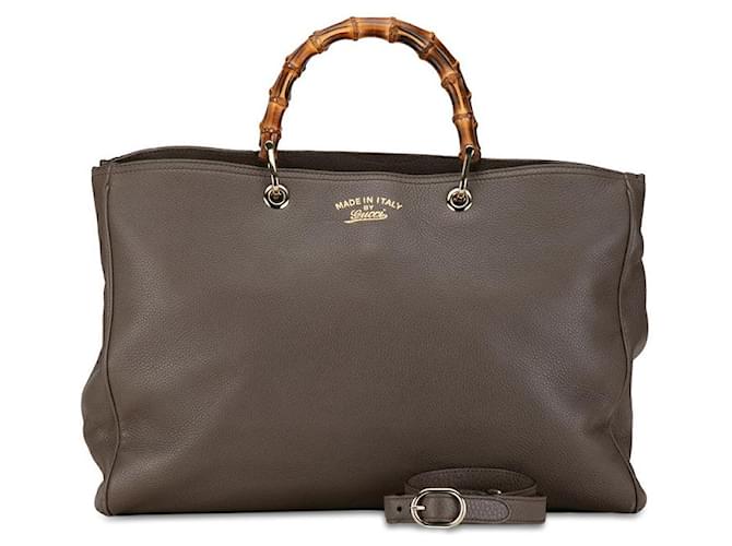 Grand sac cabas en bambou Gucci de Gucci 323658 Sac cabas en cuir 323658 en très bon Gris  ref.1416417