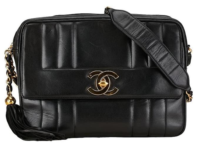 Borsa a tracolla in pelle Chanel Coco Mark con catena con nappe 1-0157111 in buone condizioni Nero  ref.1416420