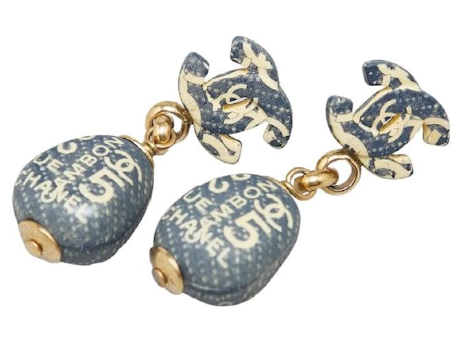 Boucles d'oreilles Chanel Cambon Coco Mark Swing Marine Or en très bon état Métal  ref.1416422