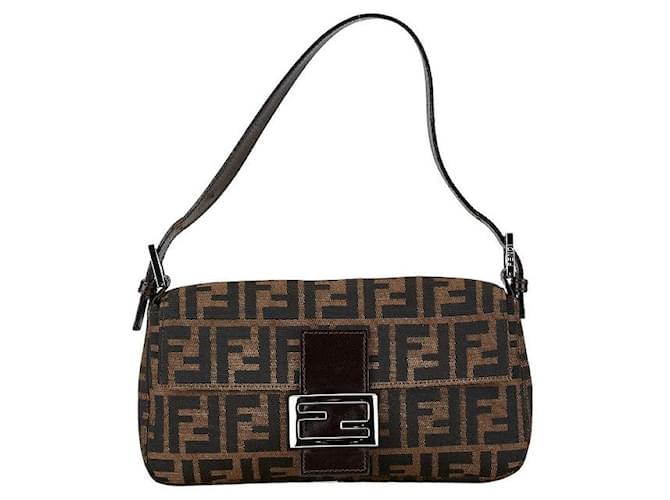 Fendi Zucca Toile Baguette Sac à bandoulière en toile 26424 en bon état  ref.1416463