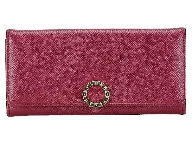 Bulgari Bvlgari Leather Logo Clip Long Wallet 281444 in Very Good Condition Purple  ref.1416470