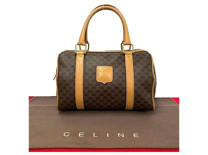 Céline Bolsa de mão Celine Macadam Canvas Mini Boston em muito bom estado Lona  ref.1416510