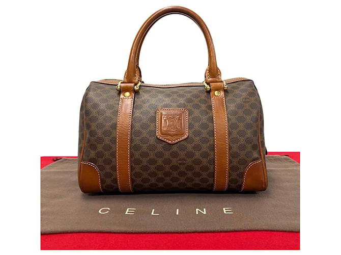 Céline Bolsa de mão Celine Macadam Canvas Mini Boston em muito bom estado Lona  ref.1416513