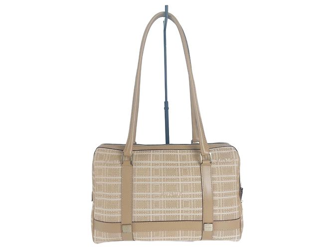Max Mara Handtasche weiß beige Baumwolle Polyamid