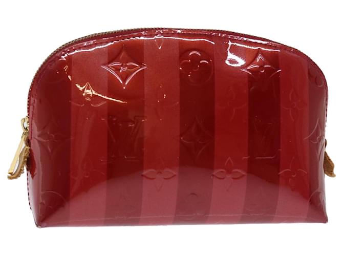 LOUIS VUITTON Vernis Rayure Pochette Cosmétique Pomme D'amour M91721 Auth LV 76184 Cuir vernis Rouge  ref.1416587