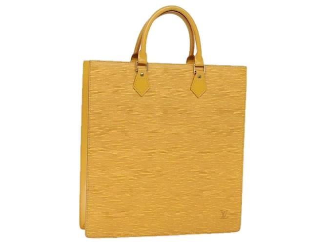 Bolsa de mão LOUIS VUITTON Epi Sac Plat amarela M52079 LV Auth ep4375 Amarelo Couro  ref.1416605