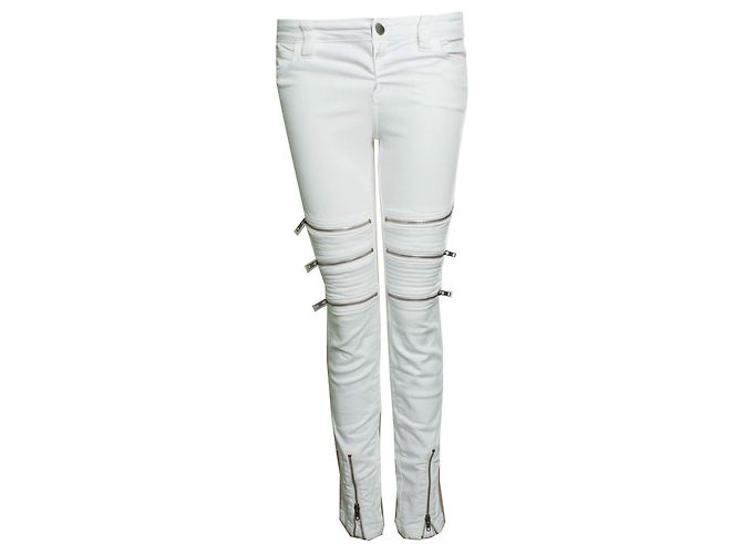 Closed chiuso, jeans biker bianchi con cerniere Bianco