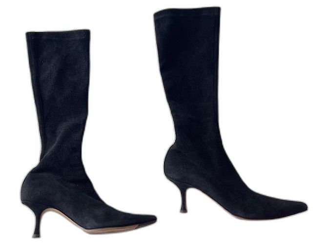 Botas Jimmy Choo de ante negro con punta 36