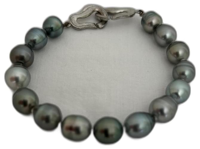 Autre Marque Tahitian Pearl Bracelet Dark grey  ref.1416692