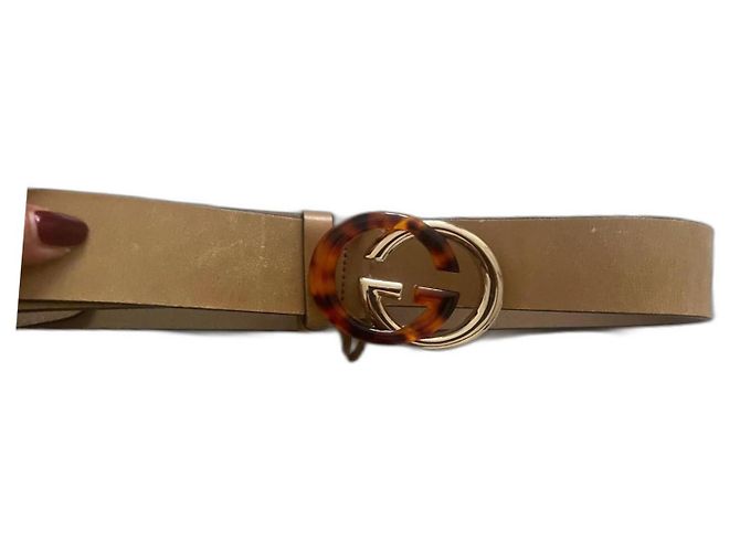 Marmont Cinto Gucci Bege de Couro com Logo 90