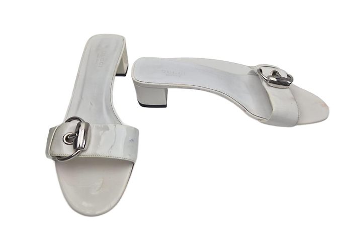 Gucci Mules White Patent Leather