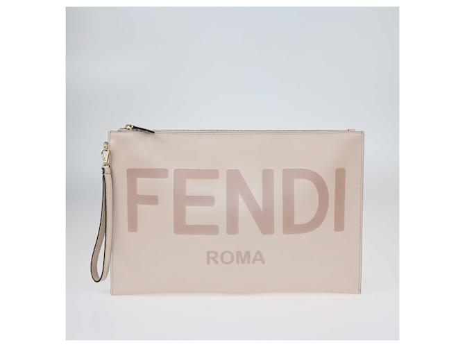 Fendi Grande pochette plate Roma beige Cuir  ref.1416784