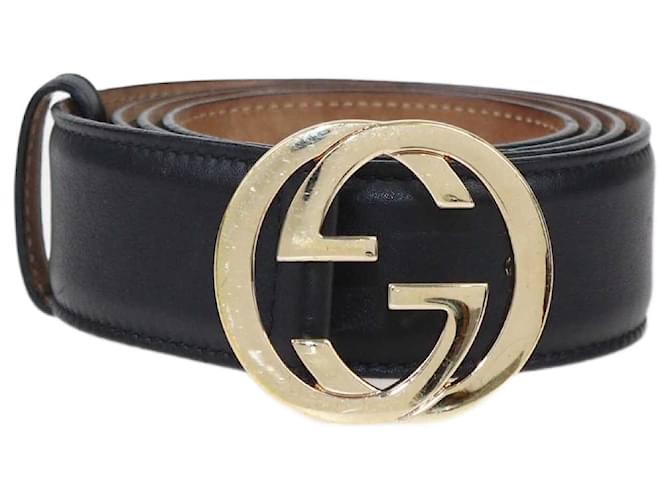 Gucci Black Interlocking G Buckle Belt Leather  ref.1416810