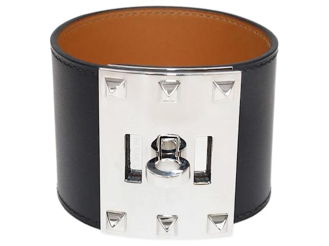 Hermès Hermes Black/Brown Box Kelly Dog Bracelet L/T4 Leather  ref.1416816