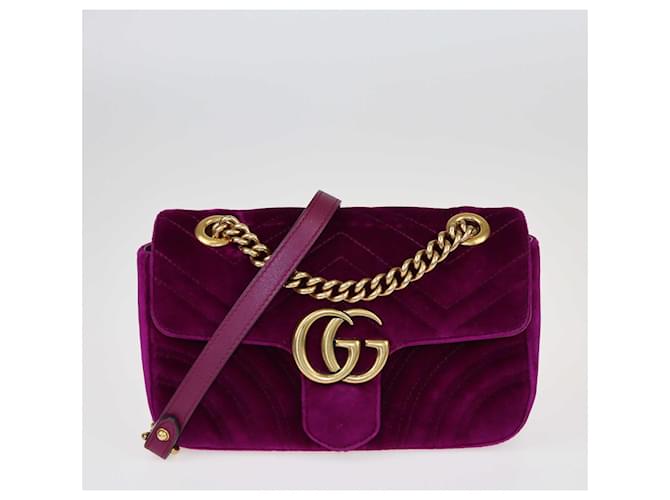 Gucci Purple Matelasse Mini Gg Marmont Shoulder Bag Leather  ref.1416821