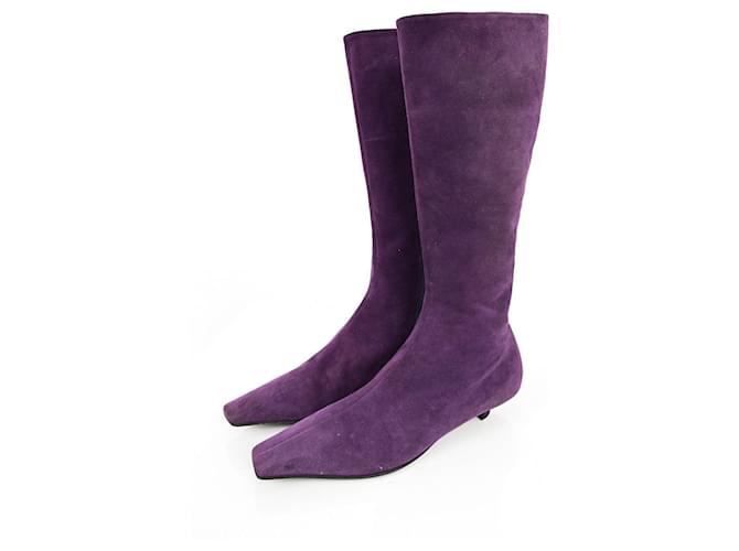 Prada Amethyst Suede Boots (39.5) Purple  ref.1416829