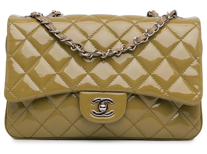 Tan Chanel Medium Patent 3 Accordion Flap Shoulder Bag Camel Leather  ref.1416839