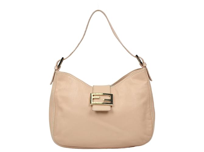 FENDI Sac à bandoulière Mamma Baguette en cuir beige poudré  ref.1417002