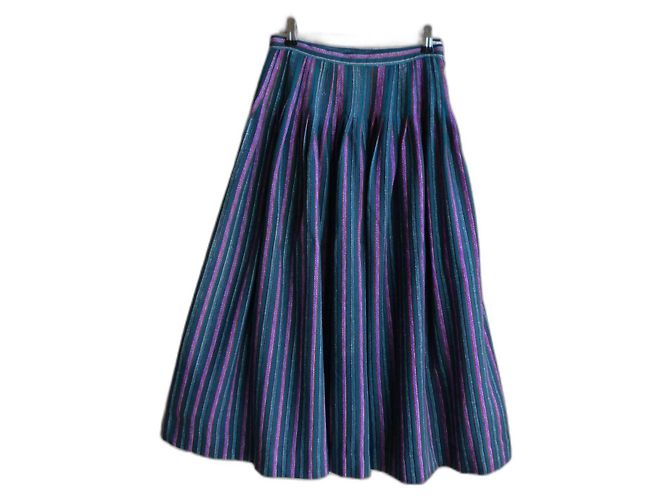 Saia longa listrada de algodão Yves Saint Laurent Multicor 