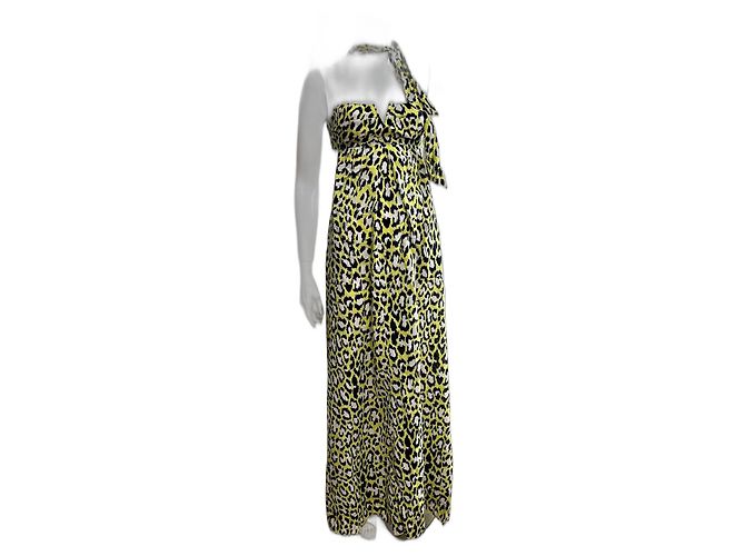 Diane Von Furstenberg Vestido maxi DvF New Krystal con recortes. Multicolor Estampado de leopardo