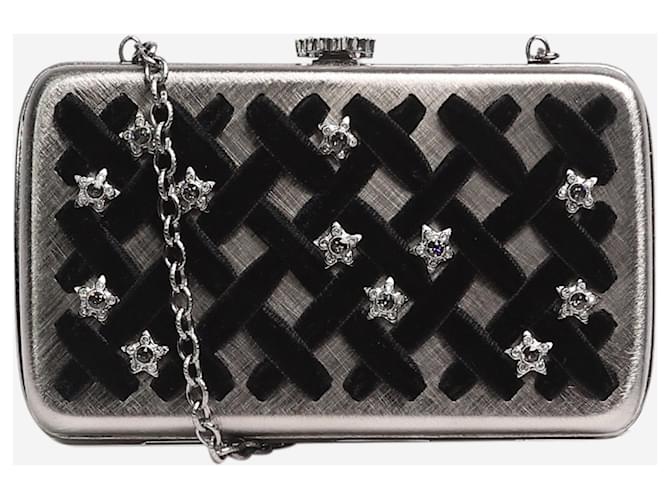 Chanel GREY 2015-2016 runway metal clutch shoulder bag  ref.1417167