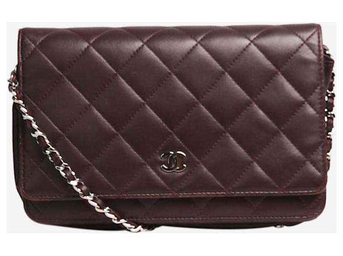 Wallet On Chain Chanel Magenta escuro 2011 Carteira com corrente - tamanho Roxo Couro  ref.1417195