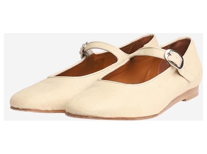 Autre Marque Biscuit flat linen buckle-detail pumps  - size EU 40  ref.1417211