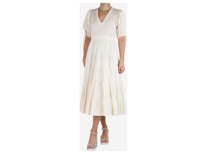 Ulla Johnson Cream puff-sleeved tiered midi dress - size S Cotton  ref.1417219