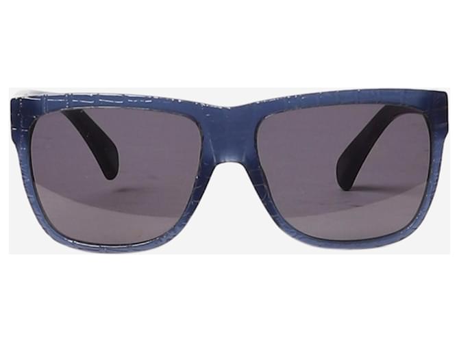 Alexander Mcqueen Lunettes de soleil effet cuir bleu  ref.1417233