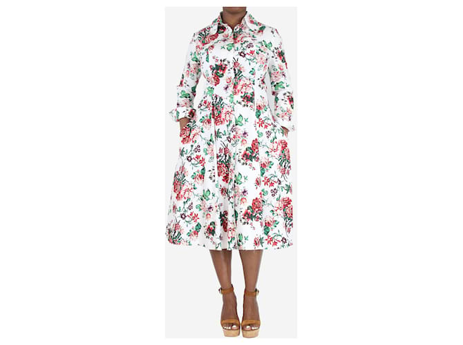 Autre Marque Multi floral-printed pleated cotton midi dress - size UK 14 Multiple colors  ref.1417236