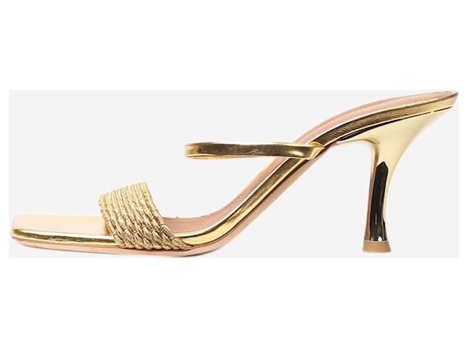 Autre Marque Gold metallic sandal heels - size EU 39 Golden Leather  ref.1417240