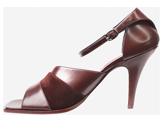 Autre Marque Oxblood tonal stripe sandal heels - size EU 40 Dark red Leather  ref.1417251