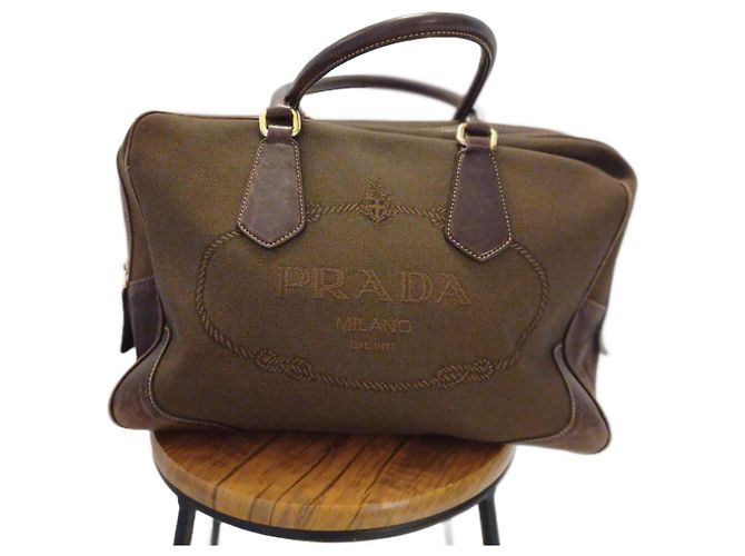 Borsa Prada Marrone Scuro in Tela