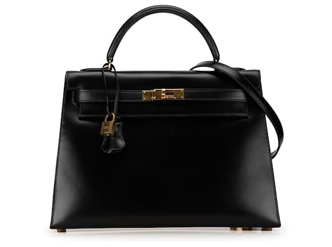 Hermès Hermes Black Box Calf Kelly Sellier 32 Leather Pony-style calfskin  ref.1417271