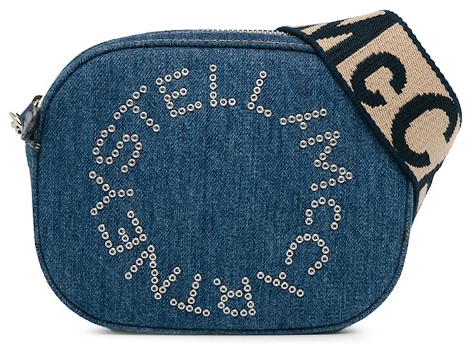 Stella Mc Cartney Stella McCartney Sac bandoulière en denim bleu avec logo Jean Tissu  ref.1417298