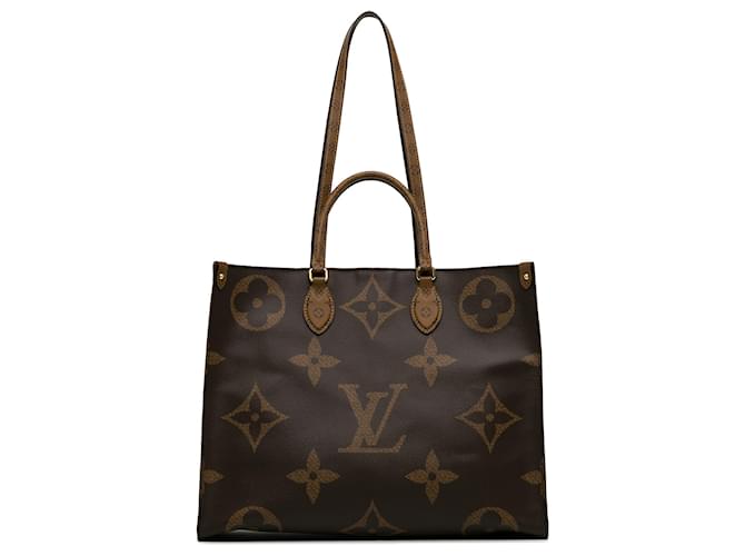 Louis Vuitton Brown Monogram Reverse Giant Onthego GM Marrom Lona  ref.1417344