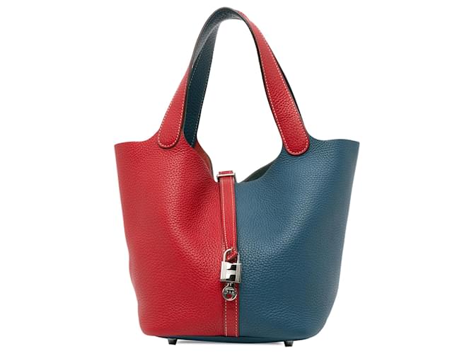 Hermes Blue Bicolor Clemence Picotin Lock 22 Leather Pony style calfskin ref.1417348 Joli Closet