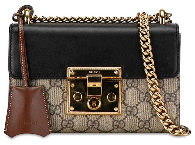 Gucci Marrom Pequeno GG Supremo Cadeado Crossbody Bege Lona Pano  ref.1417350