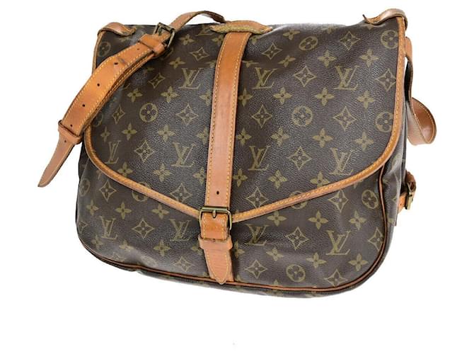 Louis Vuitton Saumur 35 Castaño Lienzo  ref.1417379