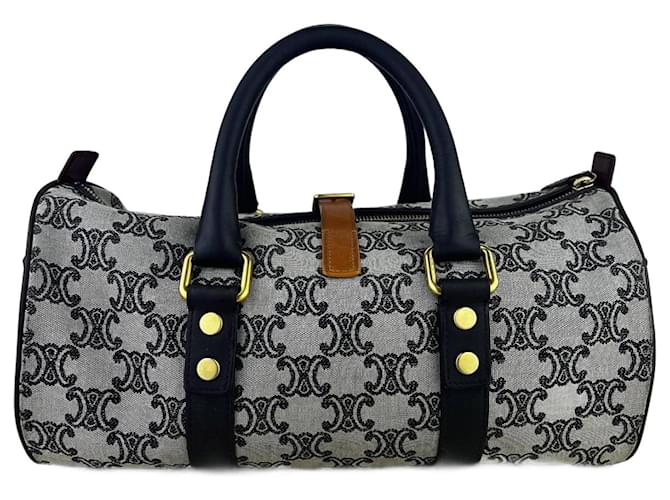 Sac Boston Céline Vintage en toile Triomphe en très bon état Tissu Gris  ref.1417414