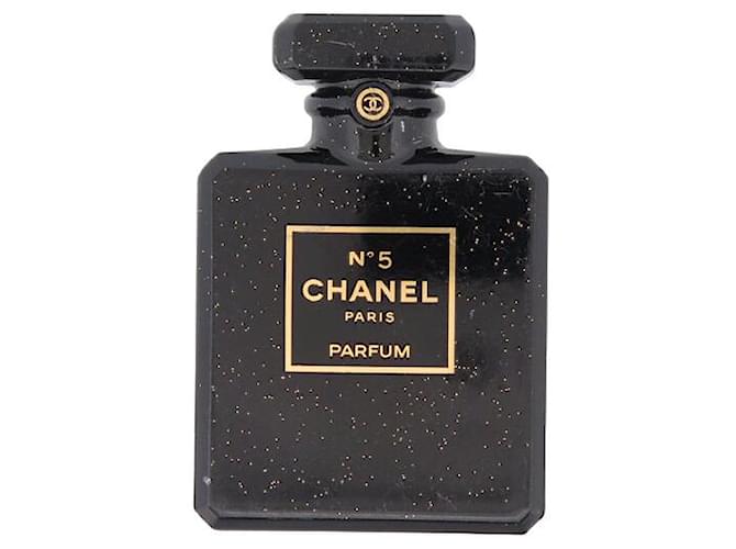 Autres bijoux BROCHE CHANEL BOUTEILLE PARFUM NUMERO 5 RESINE NOIR BLACK RESIN BROOCH Résine  ref.1417445