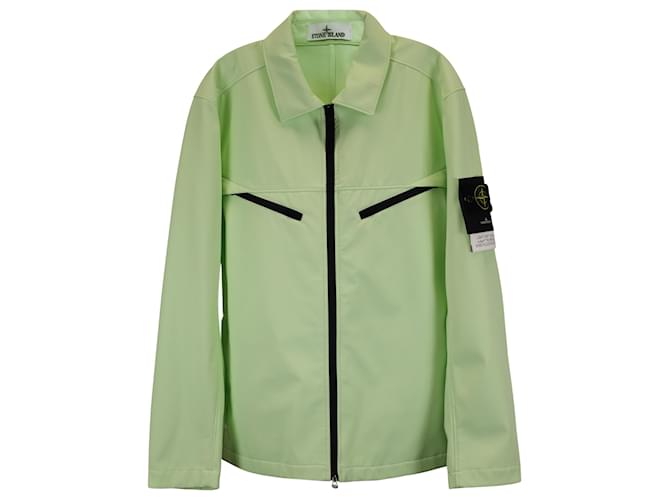 Stone Island Light Soft Shell-R Jacket in Mint Green Polyester  ref.1417480