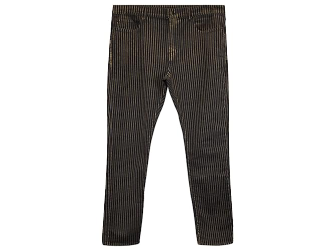 Saint Laurent Mid-Rise Jeans Striped Pants in Black/gold cotton  ref.1417482