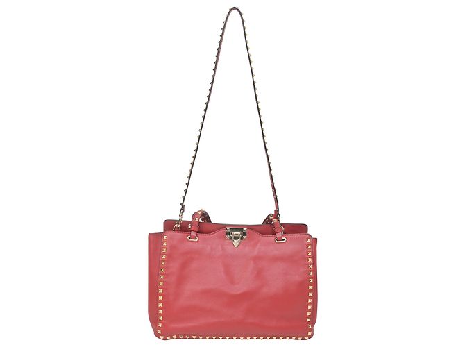 Valentino Garavani Cabas moyen Valentino Rockstud en cuir rouge 
