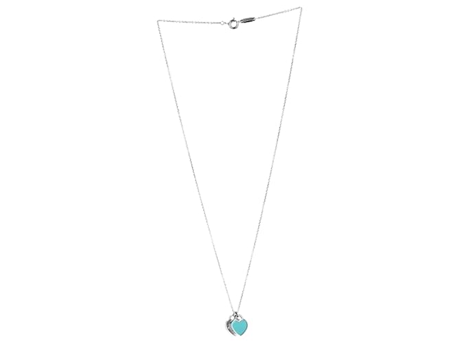 TIFFANY & CO. Collana smaltata Return To Tiffany Love Heart Tag in metallo argentato argento sterling  ref.1417600