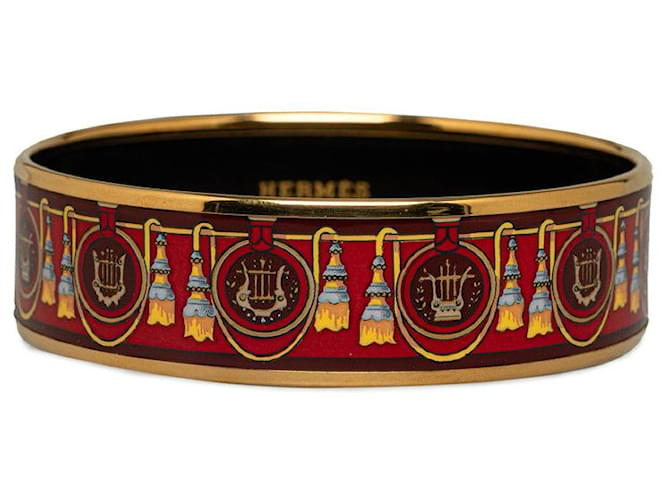 Hermès Bracciale rigido smaltato Hermes largo Bracciale smaltato in condizioni eccellenti Rosso Smalto  ref.1417629