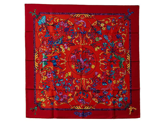 Hermès HERMES CARRE 90 Pierres d’Orient et d’Occident Scarf Cotton Scarf in Excellent condition Orange  ref.1417631