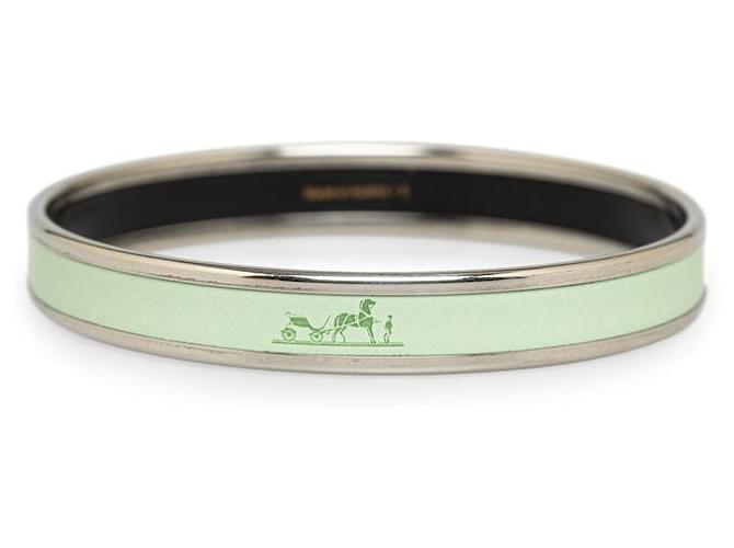 Hermès Hermes Caleche PM Carriage Bangle Emerald Green Silver Metal in Great Condition  ref.1417647